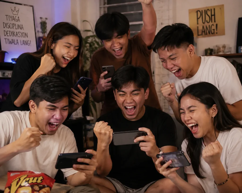nustar Celebrating a win with friends
