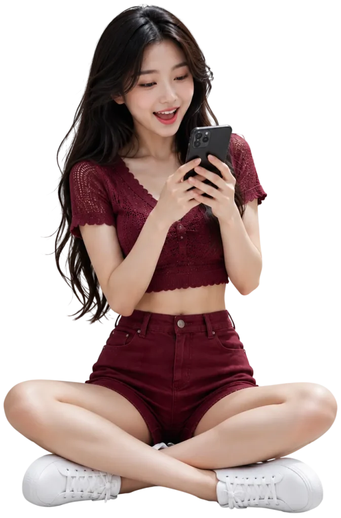 nustar Young woman sitting with smartphone on marble floor nustar Young woman sitting with smartphone on marble floor